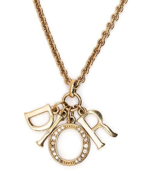 dior tag necklace gold|Dior necklace gold letters.